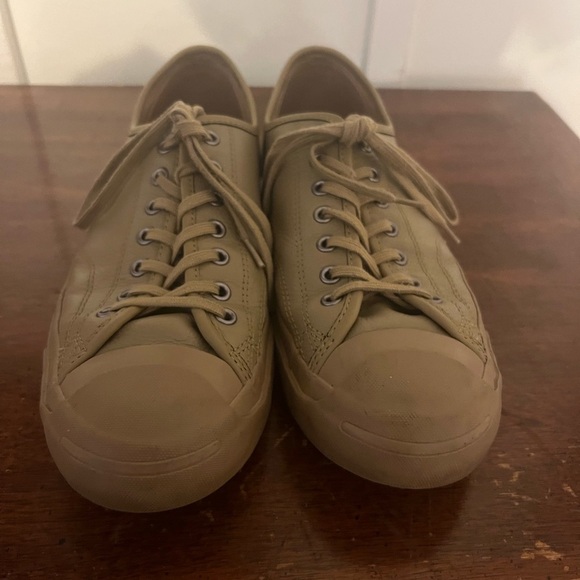 CONVERSE JACK PURCELL LOW TOP LEATHER SNEAKERS  tan color size 10.5 men’s - Picture 3 of 9